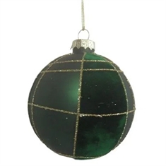 Det Gamle Apotek Julekugle i Glas med glimmer i grøn - Ø8cm.