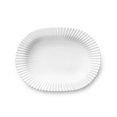 Lyngby Oval Serveringsfad dyb 25cm. Hvid