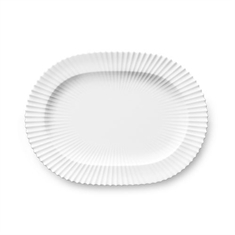 Lyngby Oval Serveringsfad 29cm. Hvid