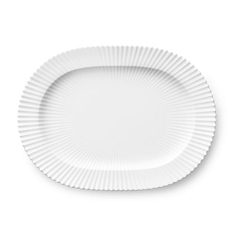Lyngby Oval Serveringsfad 33cm. Hvid