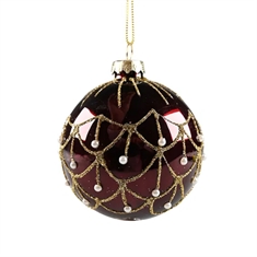 Det Gamle Apotek Julekugle i Glas med guld mønster - Ø8cm