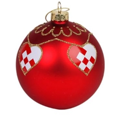 Det Gamle Apotek Julekugle i Glas med Flettet Hjerte - Ø8cm.