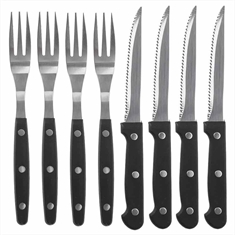 BBQ Steak Kniv & Gaffel - 8 dele