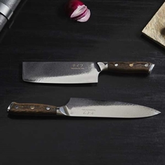 Damascus by Hâws knivsæt - kokkekniv + grøntsagskniv