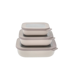 Mepal Cirqula Rektanglært lav skålesæt m/låg - 3 stk.