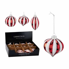 Xmax Julekugle rød og hvid hård plast - assorteret form
