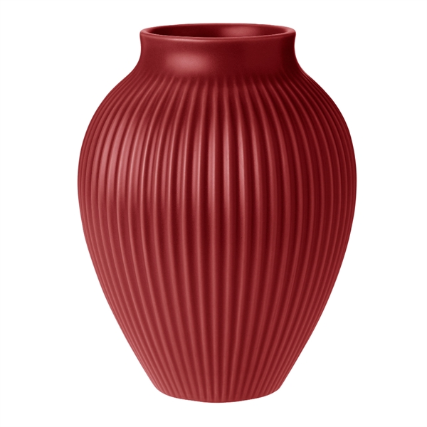 Knabstrup Vase - Ripple Soft Cherry Red - 20cm.
