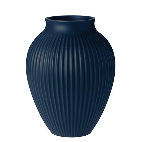 Knabstrup Vase - Ripple Mat Dark Blue - 27cm
