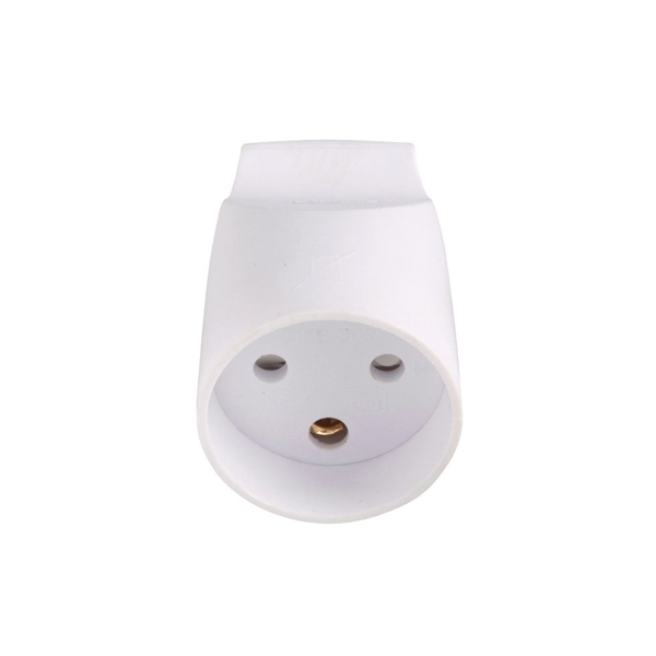 Forlængerled rund m/jord - Hvid